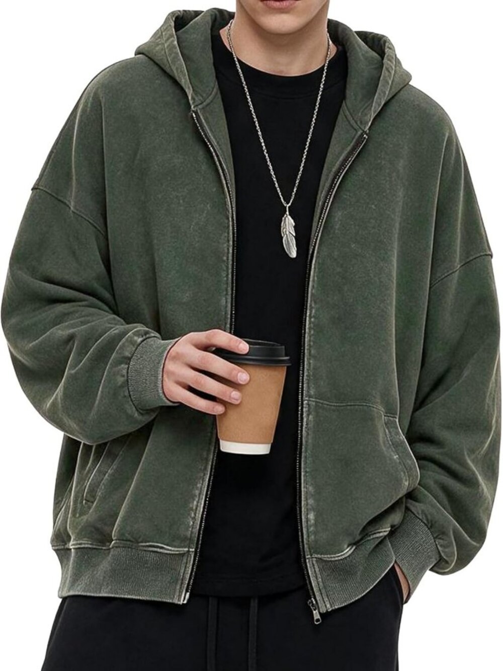 Cozy Oversized 100% Cotton Zip-Up Hoodie for Men & Women - Casual Sweatshirt